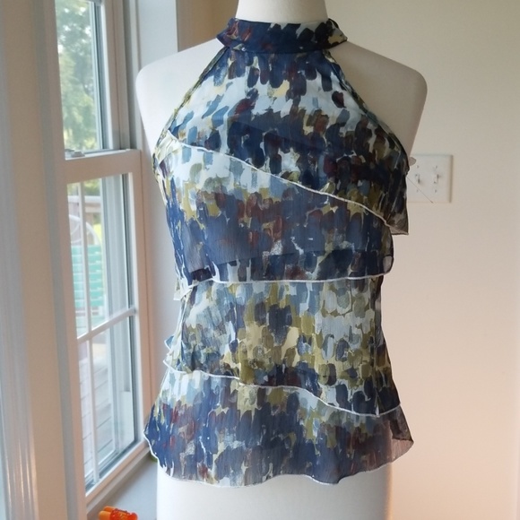 B Wear Byer California Ruffle High Neck Ruffle Top - Picture 1 of 8